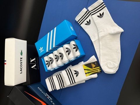 Носки Мужские Adidas (Адидас) Высокие - Белые - комплект 6 пар