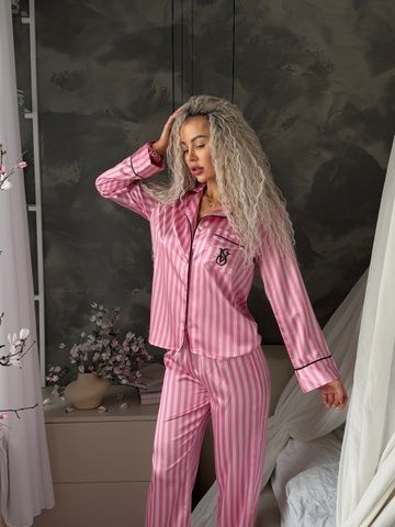 Пижама Victoria's Secret (Виктория Сикрет) Рубашка и штаны - Малиновая