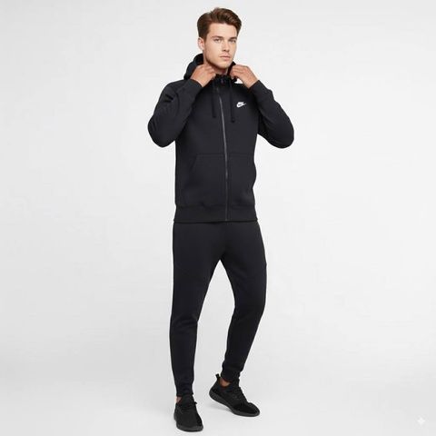 Зимовий чоловічий спортивний костюм (Туреччина) Nike (Найк) Кофта і штани - Чорний