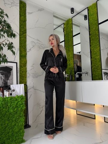 Пижама Victoria's Secret (Виктория Сикрет) Рубашка и штаны - Чёрная
