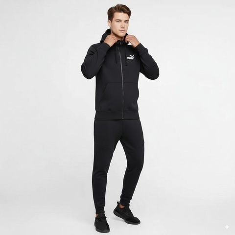 Зимовий чоловічий спортивний костюм (Туреччина) Puma (Пума) Кофта і штани - Чорний