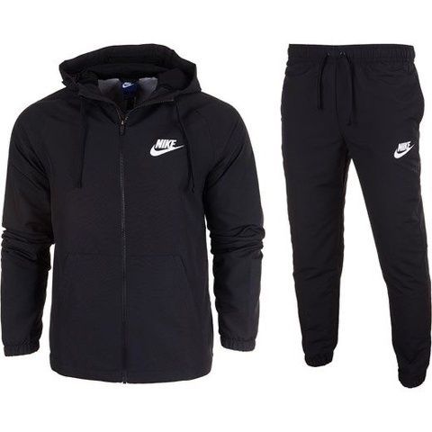Мужской Спортивный костюм (Демисезонный Турция) Nike (Найк) Кофта и штаны - Чёрный