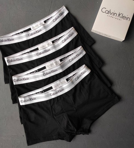 Мужские трусы Calvin Klein (Кельвин Кляйн) Набор из 4 штук (хлопковые) Чёрные