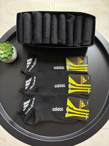Носки Мужские Adidas (Адидас) - Чёрные - комплект 9 пар