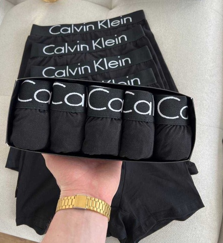 Мужские трусы Calvin Klein (Кельвин Кляйн) Набор из 5 штук (хлопковые) Черные