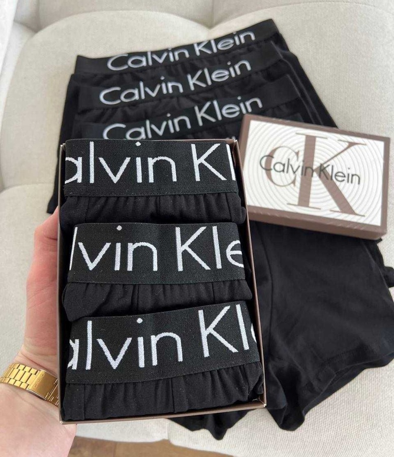 Мужские трусы Calvin Klein (Кельвин Кляйн) Набор из 5 штук (хлопковые) Черные