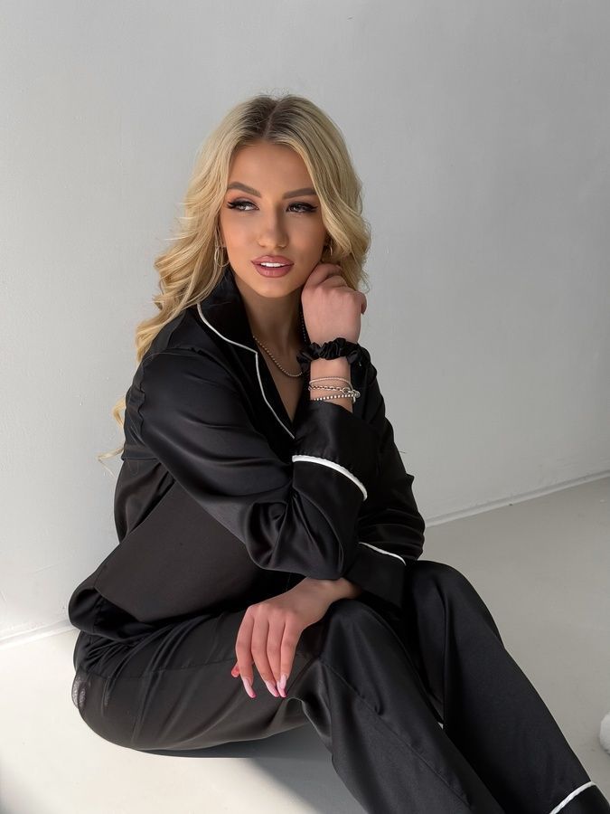 Піжама Victoria's Secret (Вікторія Сікрет) Сорочка і штани - Чорна