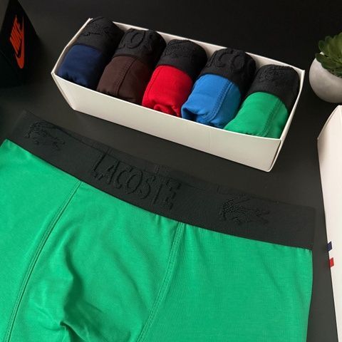 Чоловічі труси Lacoste (Лакост) 3D Набір з 5 штук | Набір Чоловічої нижньої білизни - (бавовняні)