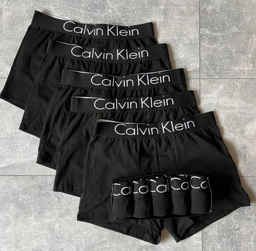 Мужские трусы Calvin Klein (Кельвин Кляйн) Набор из 5 штук (хлопковые) Чёрные