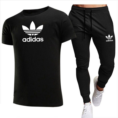 Чоловічий літній комплект Штани і Футболка Adidas (Адідас) Чорний