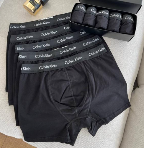 Мужские трусы Calvin Klein (Кельвин Кляйн) Набор из 5 штук (хлопковые) Чёрные