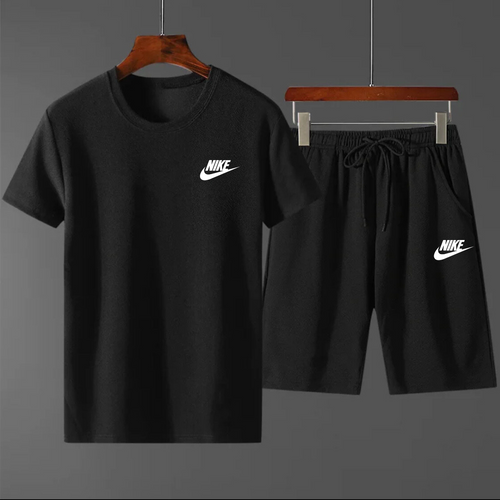Мужской летний комплект Шорты и Футболка Nike (Найк) Чёрный