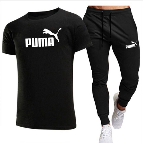 Чоловічий літній комплект Штани і Футболка Puma (Пума) Чорний