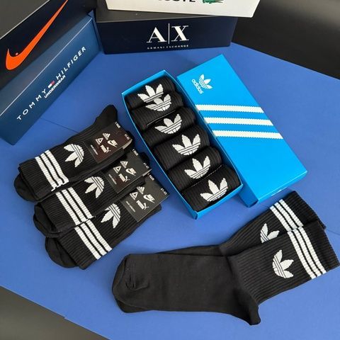 Носки Мужские Adidas (Адидас) Высокие - Черные - комплект 6 пар